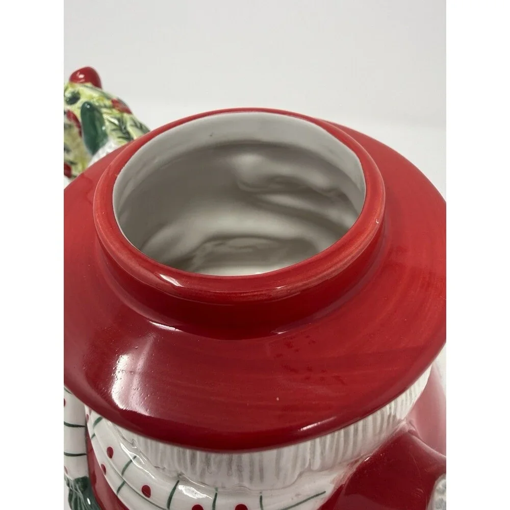 Fitz and Floyd Snack Therapy Santa Cocoa Pot, Ceramic Holly, Boxed